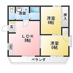 エトワール藤 2LDKの間取図画像