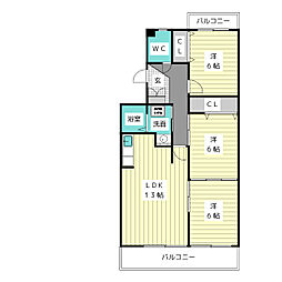 ミリアン宮前 3LDKの間取図画像