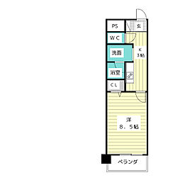 アルカディア8 1Kの間取図画像
