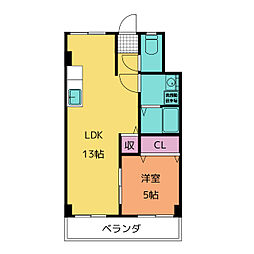 啓周ビル 4階1LDKの間取り