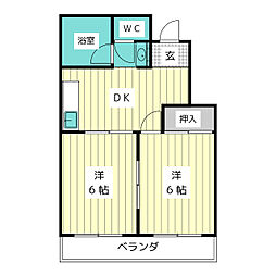 吉田マンション 2DKの間取図画像