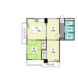 サンローヤル香坂 8階3DKの間取り