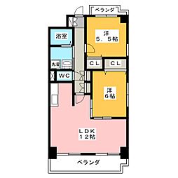 エステート良和　Ｎ棟 1階2LDKの間取り