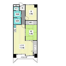 ラフォーレ末広 2階2LDKの間取り