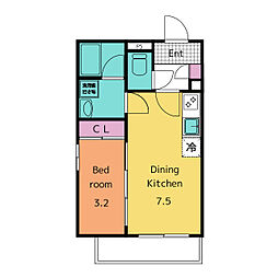 イースタンヒルズ東山公園 2階1DKの間取り