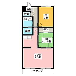 ファミール横地 4階2LDKの間取り