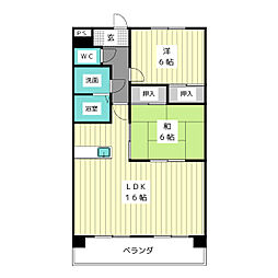 パラシオン京和 1階2LDKの間取り