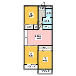 グリーンライフ東山 3LDKの間取図画像