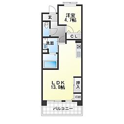 UR都市機構アーバンラフレ虹ケ丘西6号棟 1LDKの間取図画像