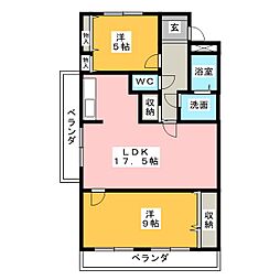 ピースキャピタル上菅 2LDKの間取図画像