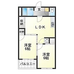 新宿ビル 2LDKの間取図画像