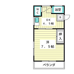 ムーニー古谷 1DKの間取図画像