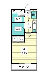 リヴェール牧 1Kの間取図画像