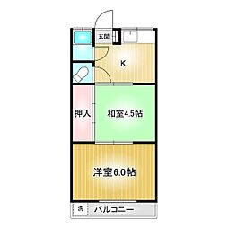 星ケ丘荘 2DKの間取図画像