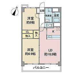 ラトゥール一社 2LDKの間取図画像