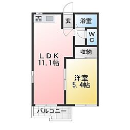 ゆうハウスA 1LDKの間取図画像
