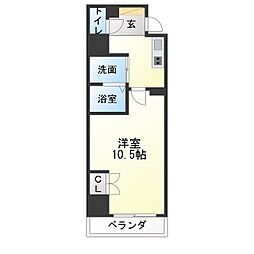 STUDIOKANAREBASHI 1Kの間取図画像