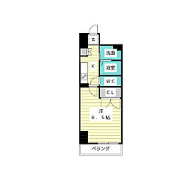 STUDIOKANAREBASHI 1Kの間取図画像