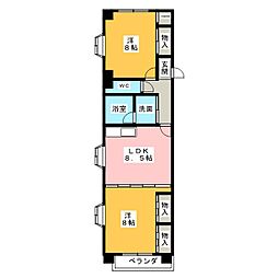ガーデンコート 2LDKの間取図画像