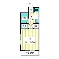 カツノ2 1Kの間取図画像