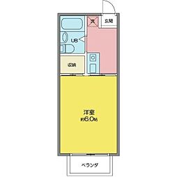 ハウスグリーンヒル1 1Kの間取図画像