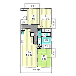 UR都市機構アーバンラフレ星ケ丘1号棟 3LDKの間取図画像