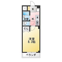 サンライズ 1Kの間取図画像