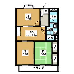 カーサ吹上 3DKの間取図画像