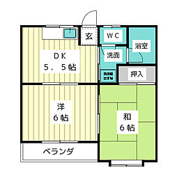 ムーニー松井パーク 2DKの間取図画像