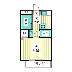 ジュネス社が丘 1Kの間取図画像