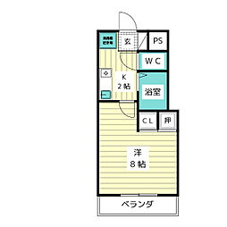 リヴェール牧 1Kの間取図画像