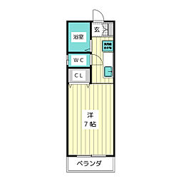 KAZU高間 1Kの間取図画像