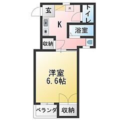 シャトー星ケ丘 1Kの間取図画像
