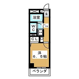 シャンボール石川 1Kの間取図画像