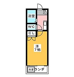 志水ハイツ 1Kの間取図画像
