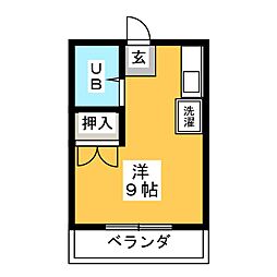 コーポ徳川 1階ワンルームの間取り