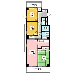 グランドメゾン平安通II 13階3LDKの間取り