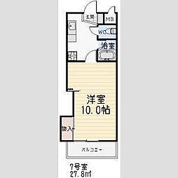 第2アイオーキャッスル 8階1Kの間取り