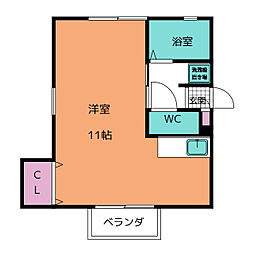 スペース明倫 1階ワンルームの間取り