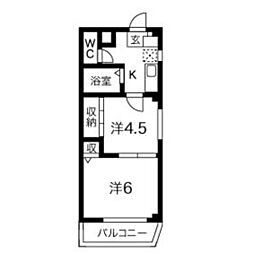 ラフォーレ21 4階2Kの間取り