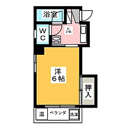 8DEKIMACHI 2階1Kの間取り