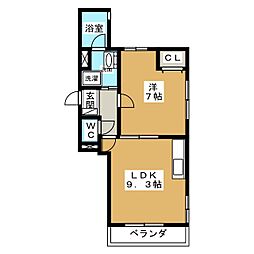 CASA NISHIKAWA 2階1DKの間取り