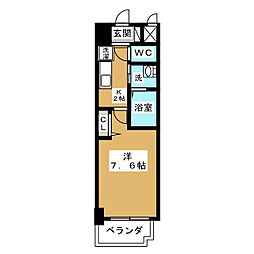 リバーコート砂田橋II 10階1Kの間取り