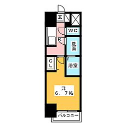 S-RESIDENCE茶屋ヶ坂 11階1Kの間取り