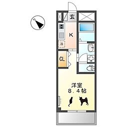 モンノール 3階1Kの間取り