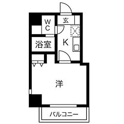 シェラ大曽根 4階1Kの間取り