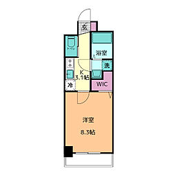 シュガーヒルズ大曽根テラス 7階1Kの間取り