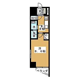 エルスタンザ徳川 15階1Kの間取り