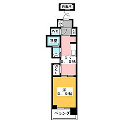 エステムコート名古屋平安通クチュール 13階1DKの間取り