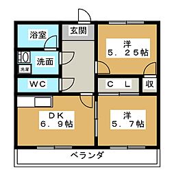 アドミール・大曽根 2DKの間取図画像